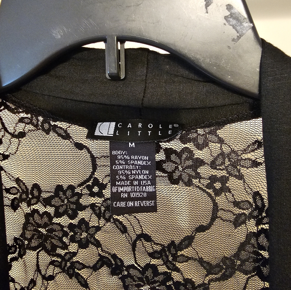 Brand new w/o tags black Sexy lace sweater by Carole Little size medium - Picture 2 of 3